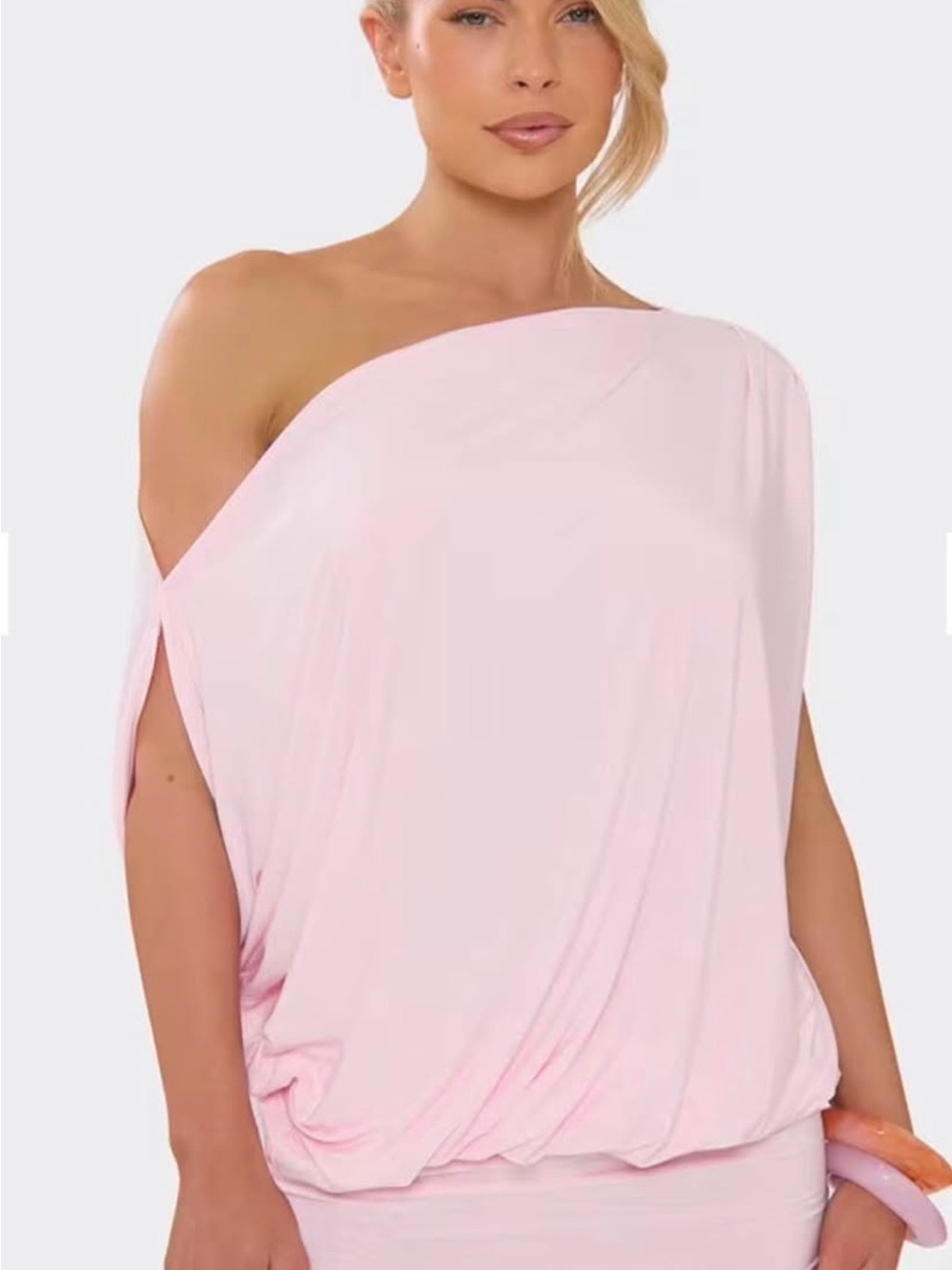 EGO One-Shoulder Blush Pink Mini Dress